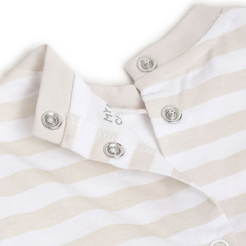 Infants White Printed Nappy Opening Babysuit image number 3